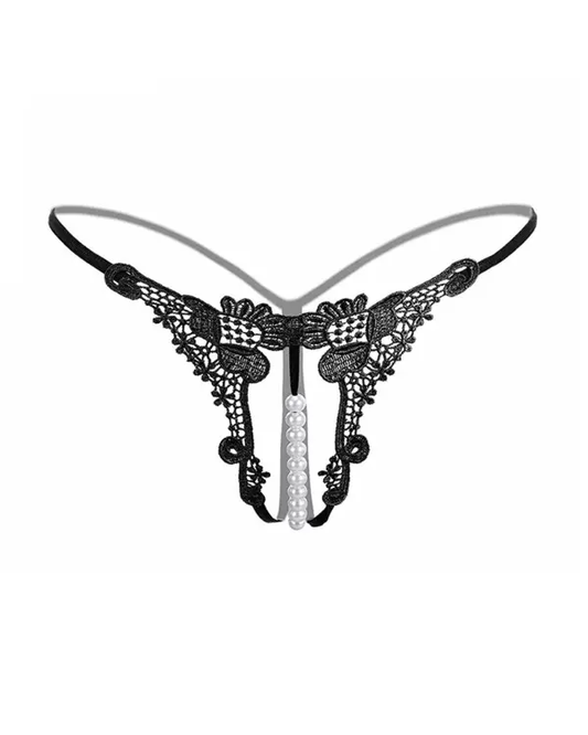 Sexy Beaded Guipure Lace Thong | Women's Sexy Open Crotch Panty