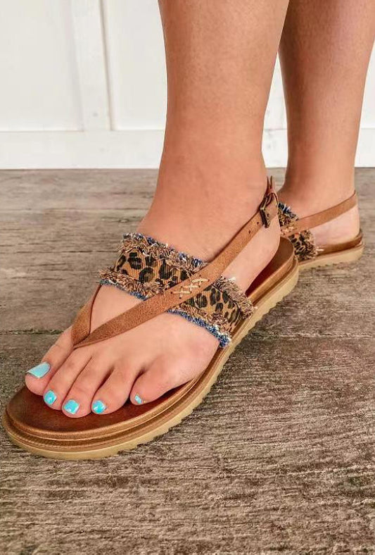 Vintage Leopard Flat Sandals