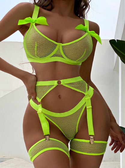 Fluorescent Mesh Bra Set