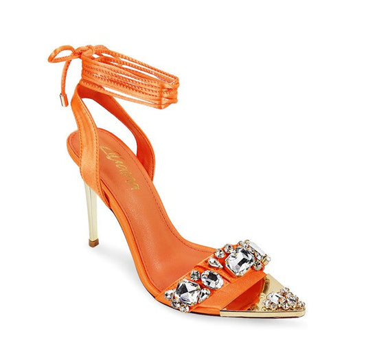 Pointy Open Toe Lace Up Heels Manson-1 by Liliana