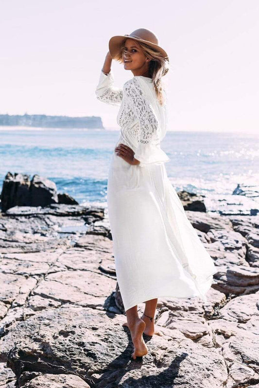 Long Bohemian / Hippie White Dress