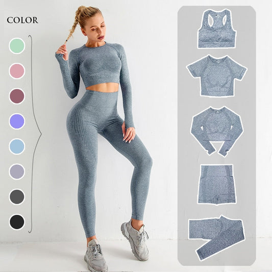 2/3/5PCS Seamless Yoga Set Fitness Sports Suits